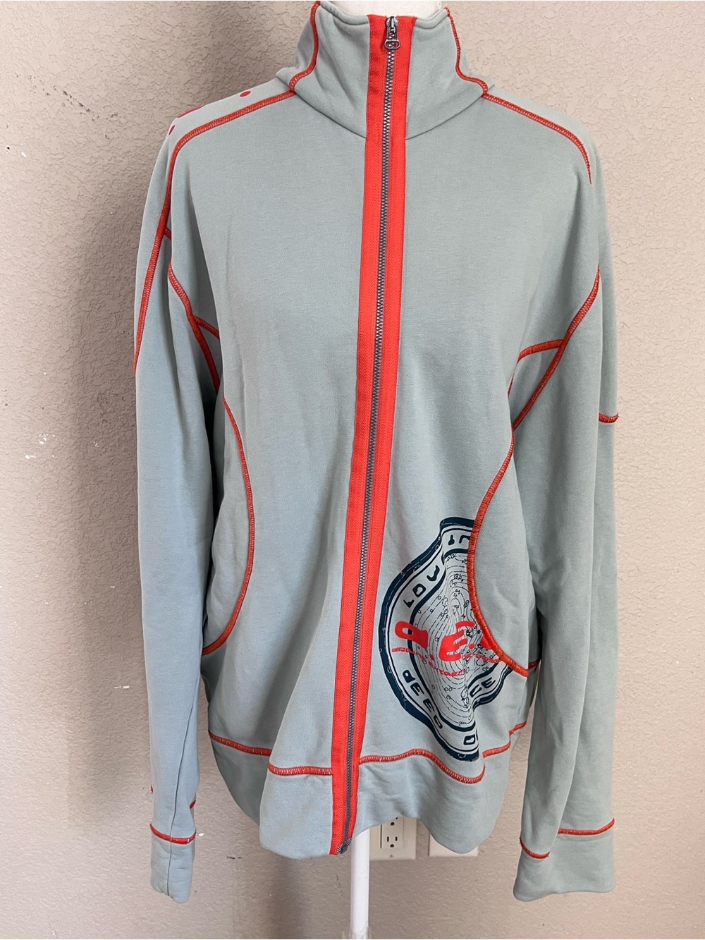 VTG Hugo Boss Orange Y2K Technical Motorsport Track Zip Jacket Light Gray